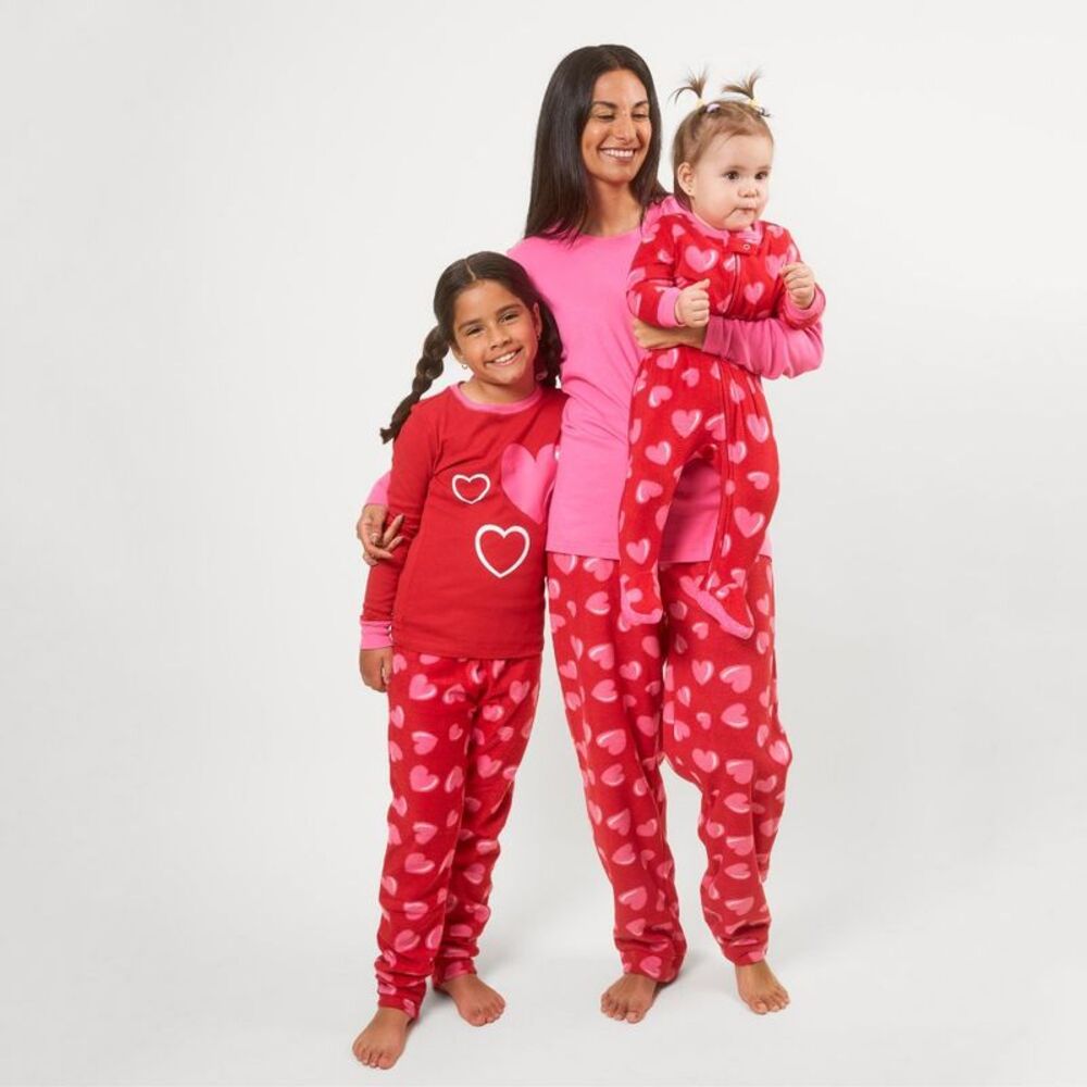Leveret Kids Cotton Top and Fleece Pants Pajamas Heart 8